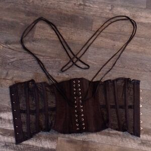 Corset Story Spiral Steel Bone Fishnet Corset Gothic Nightlife